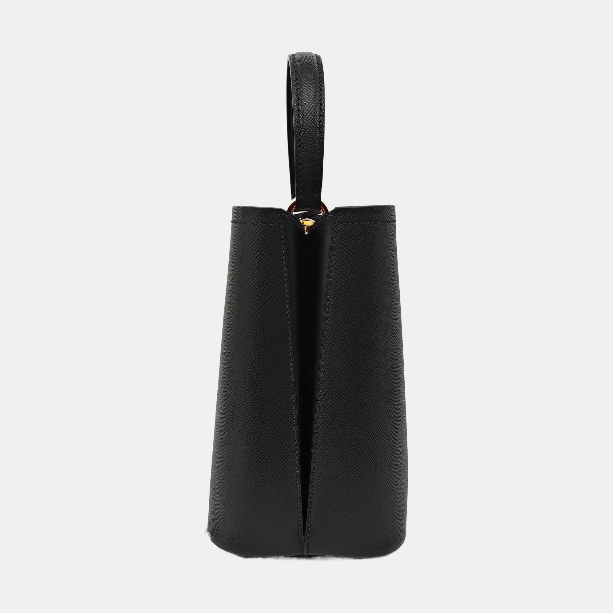 Panier Medium Saffiano Calfskin Black