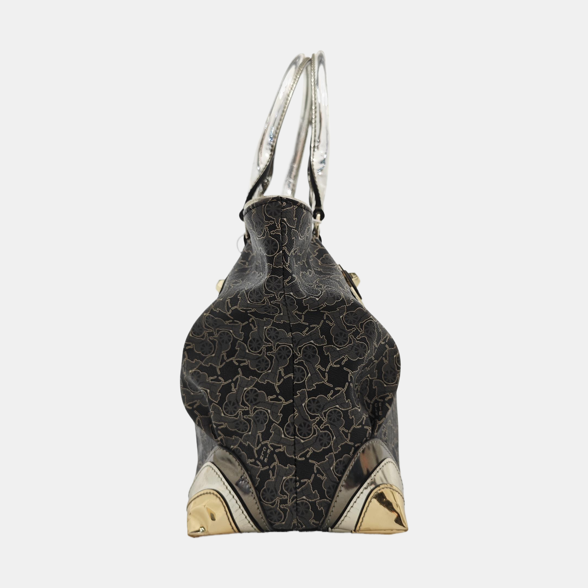 Coated Canvas Top Handle Bag Gray
