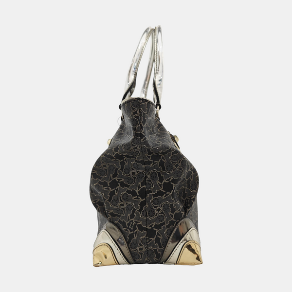 Coated Canvas Top Handle Bag Gray