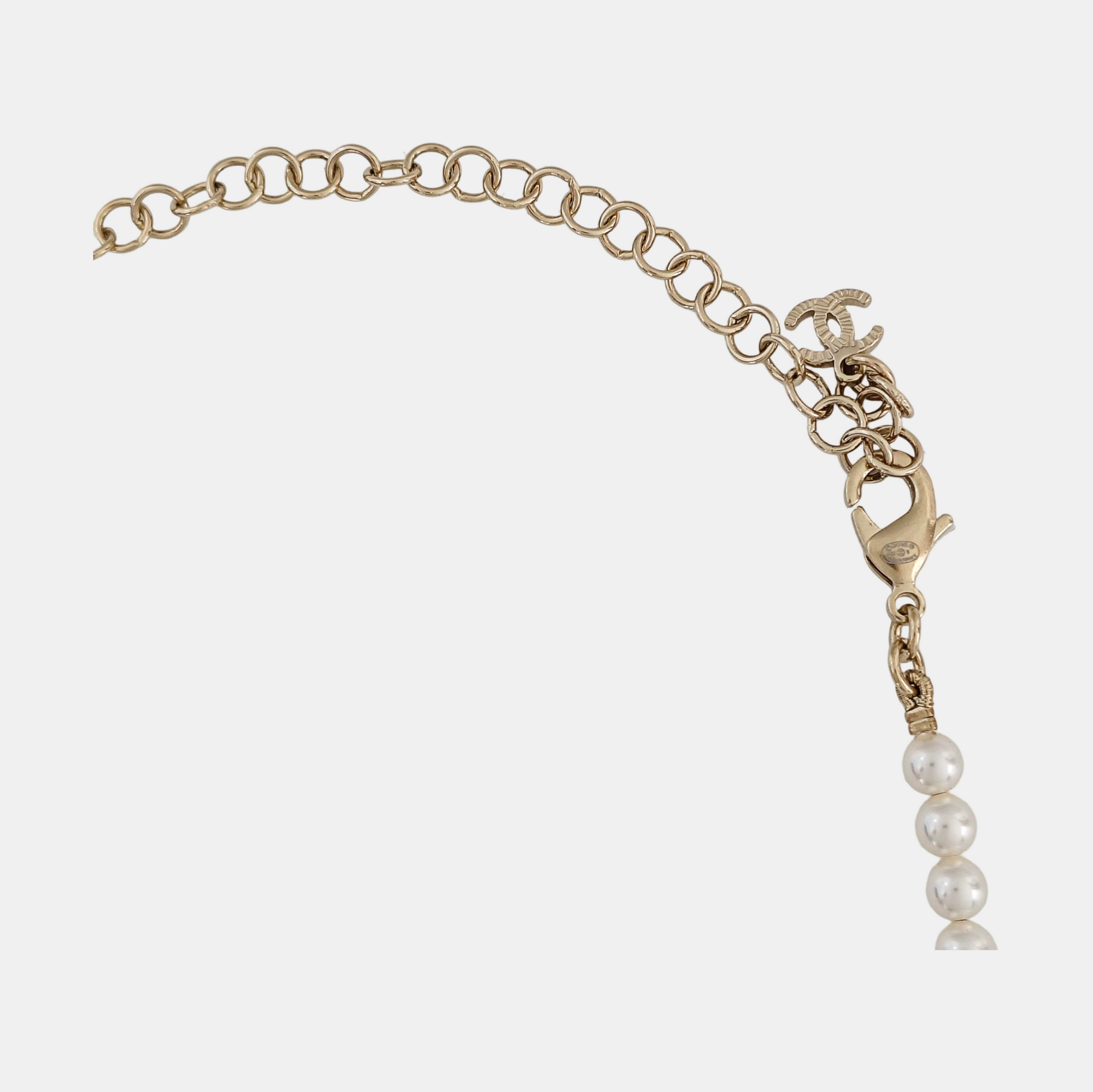 Authenticated pre-owned  Gold Tone Metal Pearl Gold Necklace - Necklace at Looply