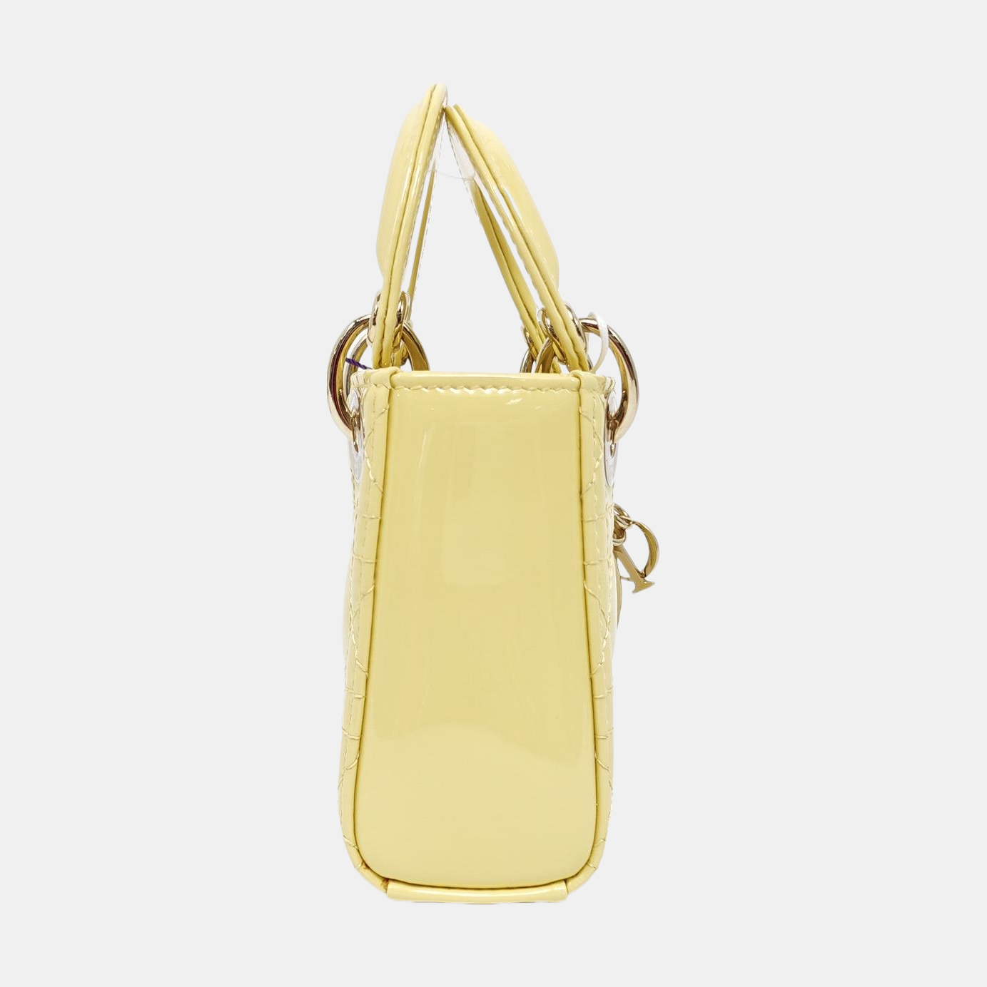 Lady Dior Super Mini Cannage Patent Lambskin Yellow
