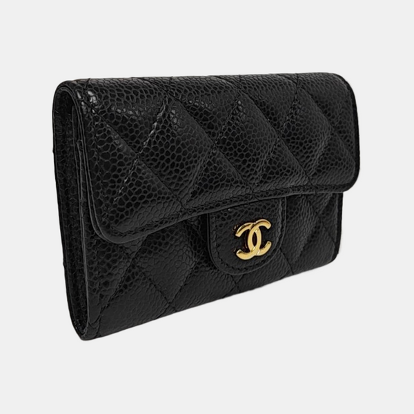CLASSIC FLAP Quilted Grained Calfskin Black Card Holder