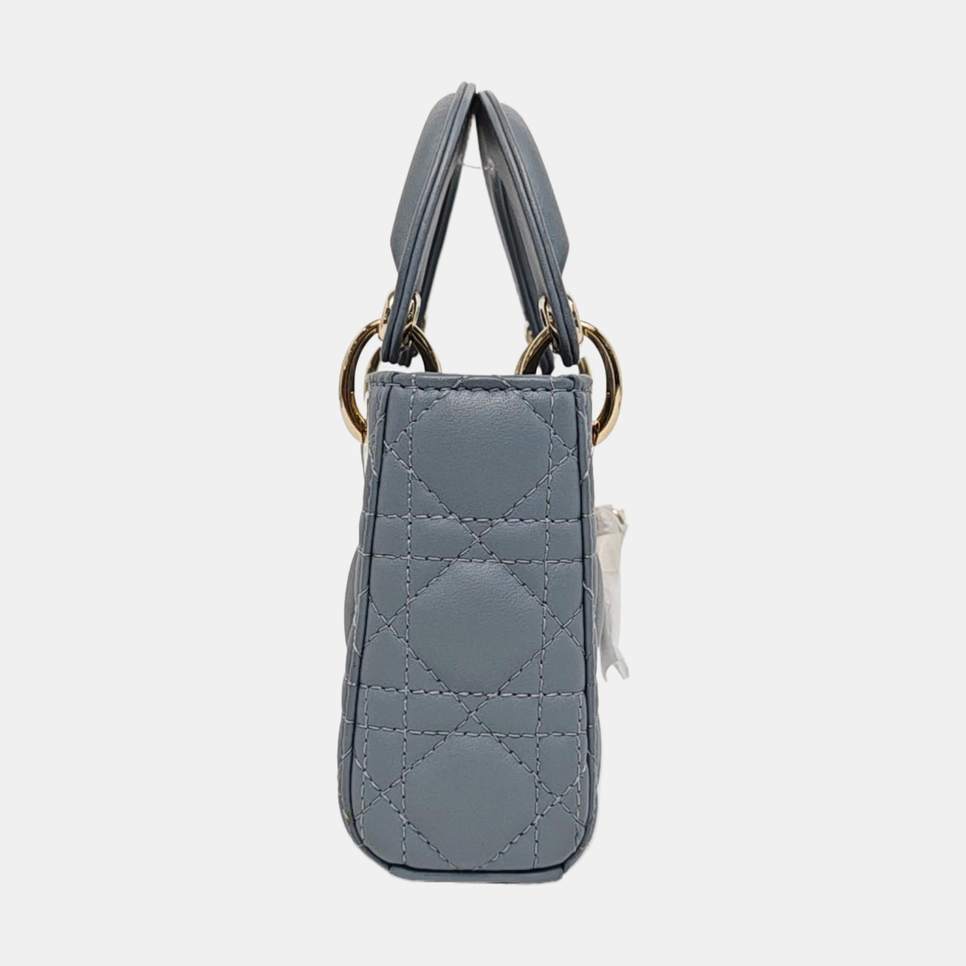 Authenticated pre-owned  Lady Dior Super Mini Cannage Lambskin Blue - Tote Bag at Looply