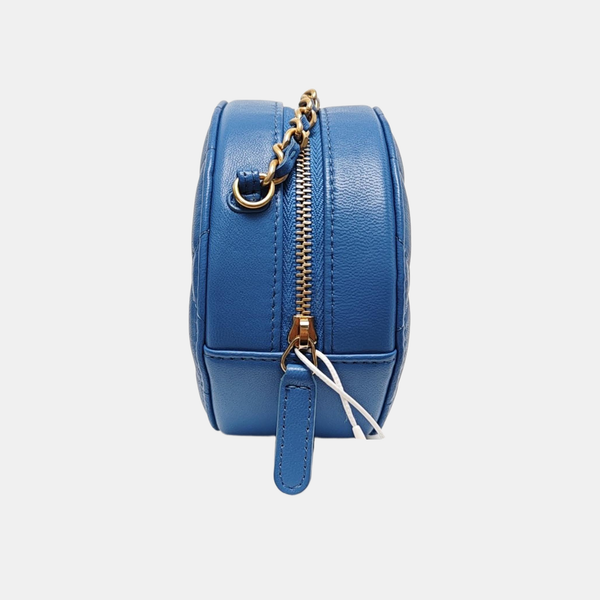 ROUND Mini Quilted Lambskin Blue