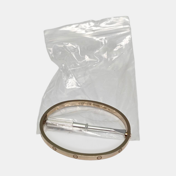LOVE 18k White Gold Silver Bangle