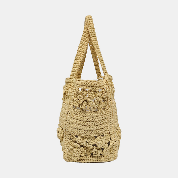 Book Tote Small Straw Beige