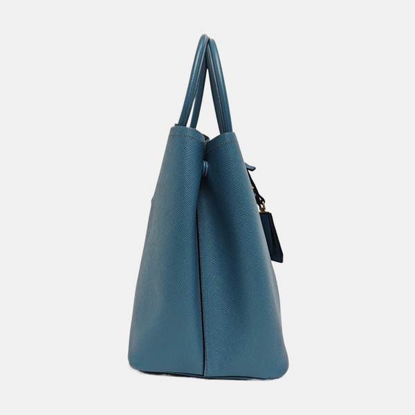 Double Large Saffiano Calfskin Blue