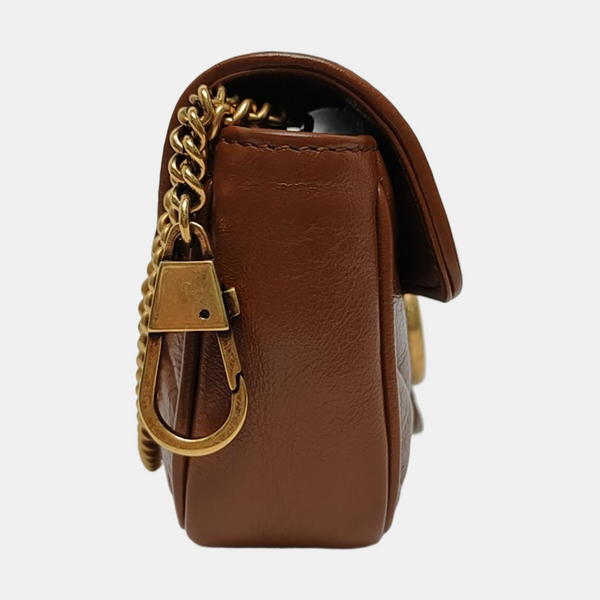 GG Marmont Mini Quilted Calfskin Brown