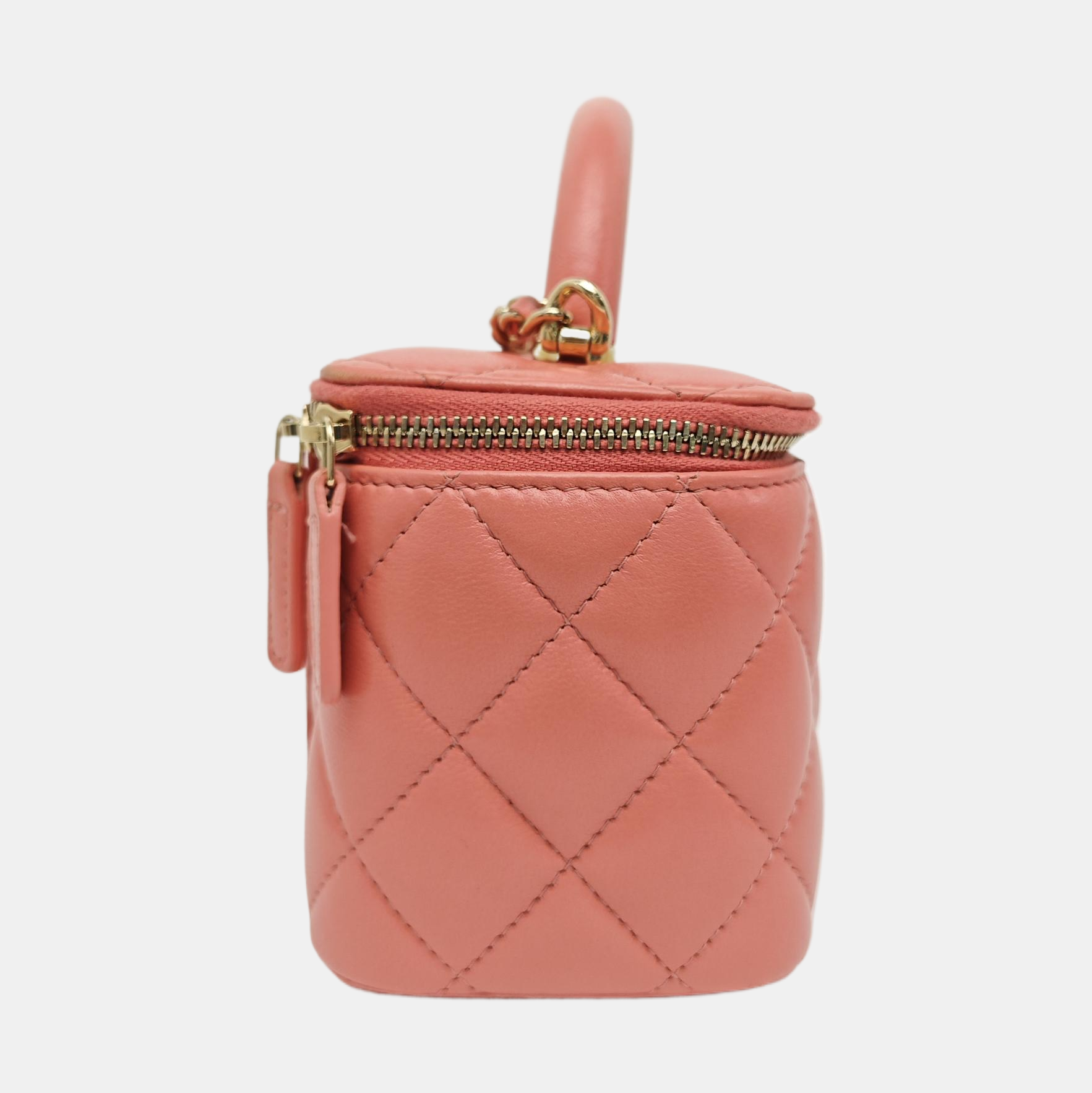 VANITY CASE Small Quilted Lambskin Pink