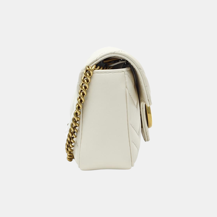 GG Marmont Mini Quilted Calfskin White
