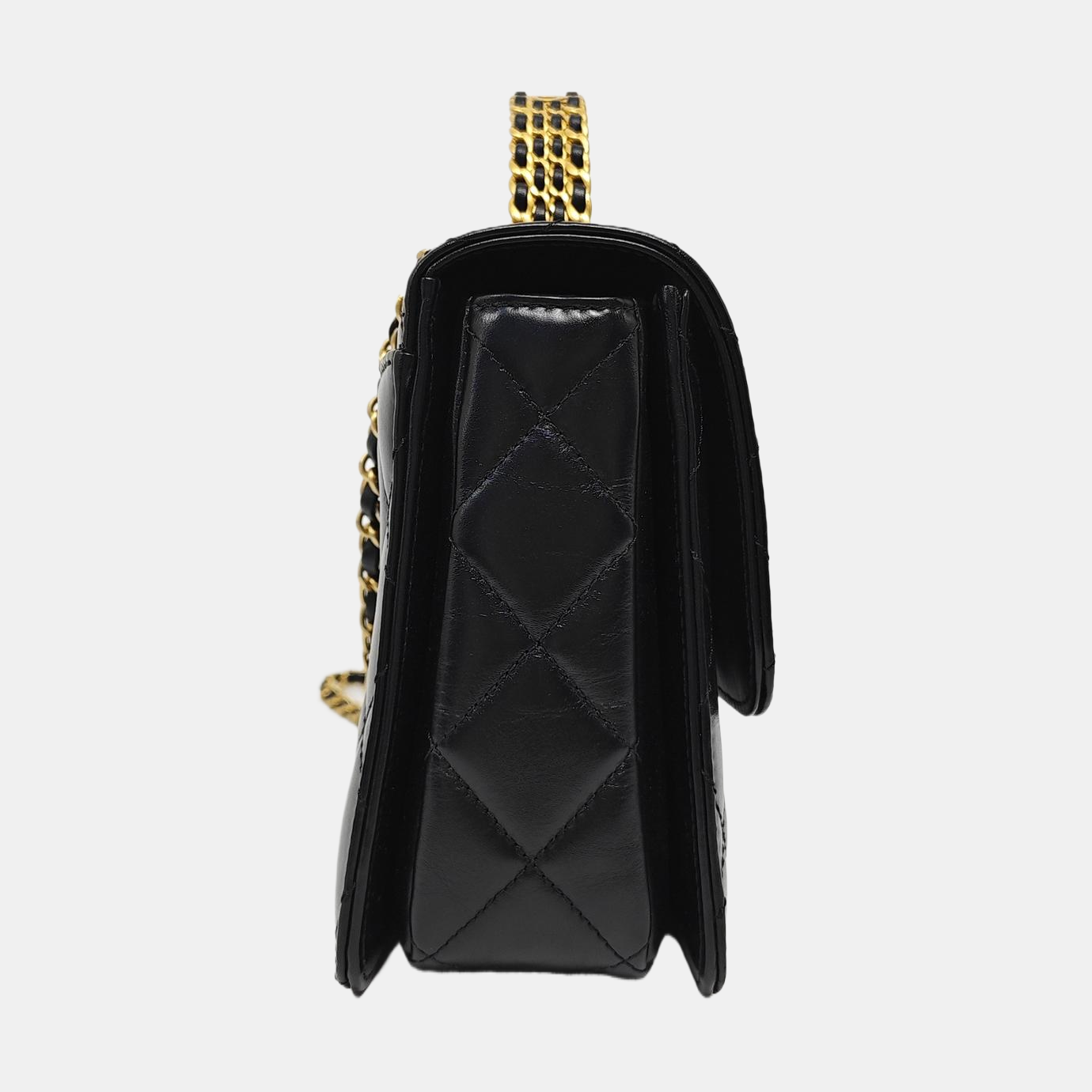 Quilted Calfskin Shoulder Bag Small Black