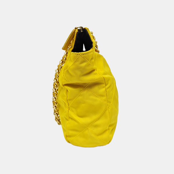 Quilted Nylon Shoulder Bag Yellow