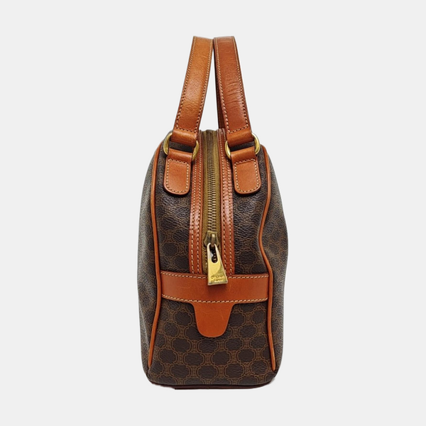 Coated Canvas Top Handle Bag Brown