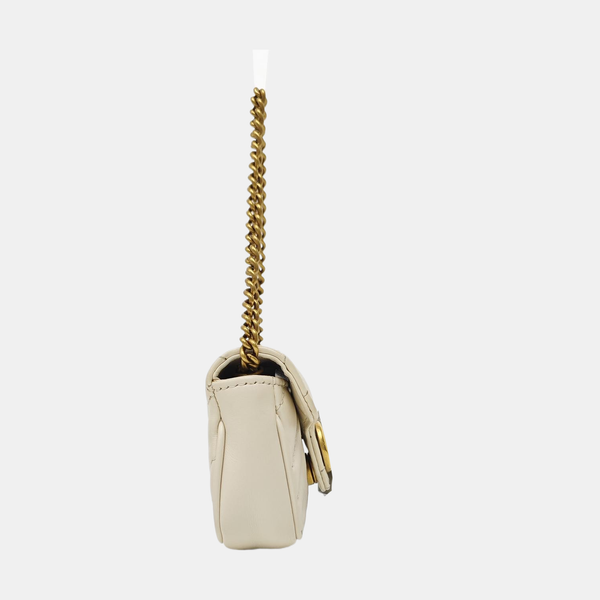GG Marmont Super Mini Quilted Calfskin White