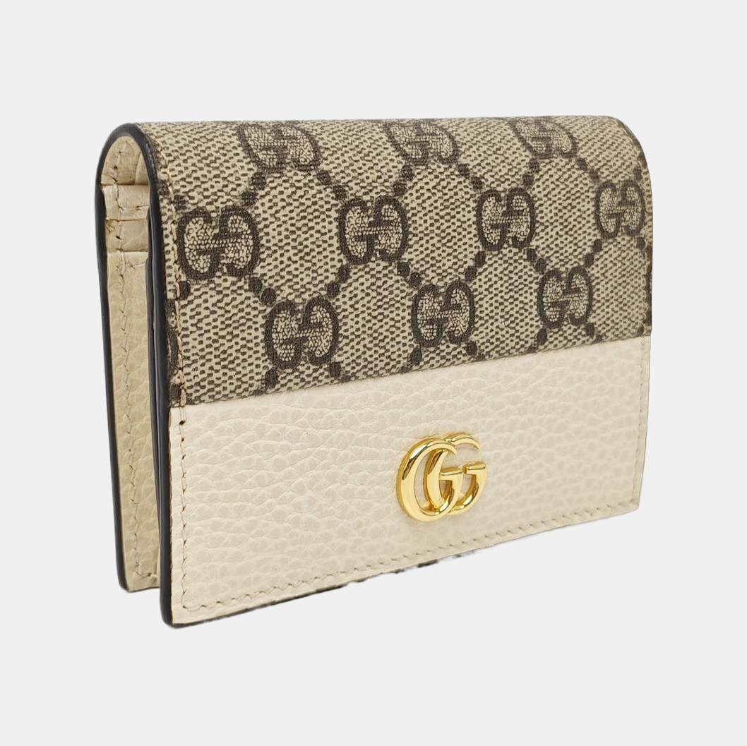 GG Marmont Mini Monogram Coated Canvas Gray Wallet
