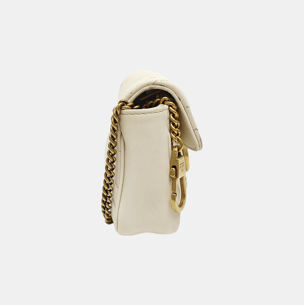 GG Marmont Mini Quilted Calfskin White