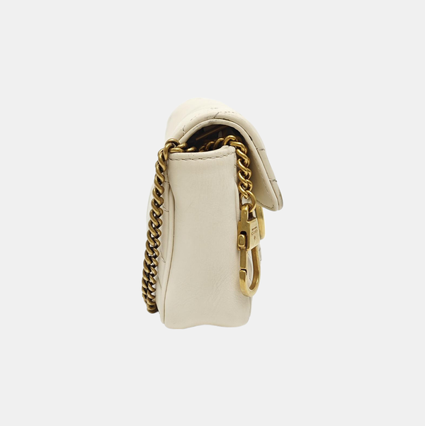 GG Marmont Mini Quilted Calfskin White