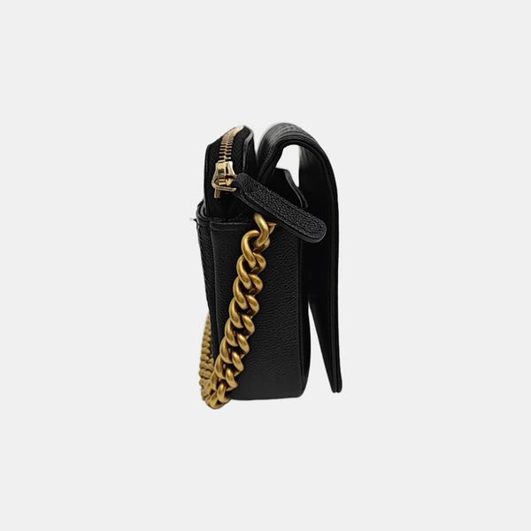 BOY CHANEL Mini Quilted Grained Calfskin Black