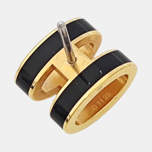 Pop H Metal Gold Stud Earrings