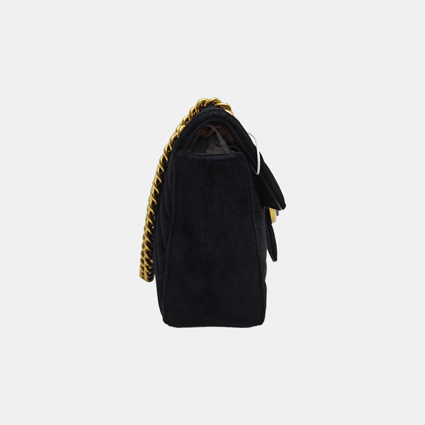 GG Marmont Medium Quilted Velvet Black