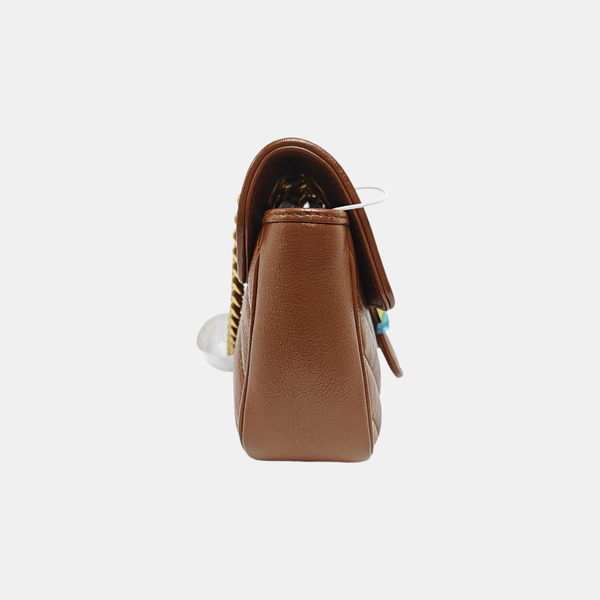 GG Marmont Small Quilted Calfskin Brown