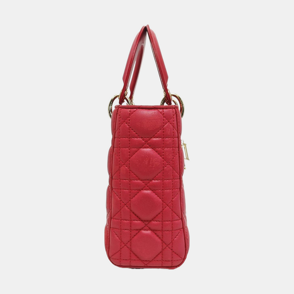 Lady Dior Small Cannage Lambskin Red