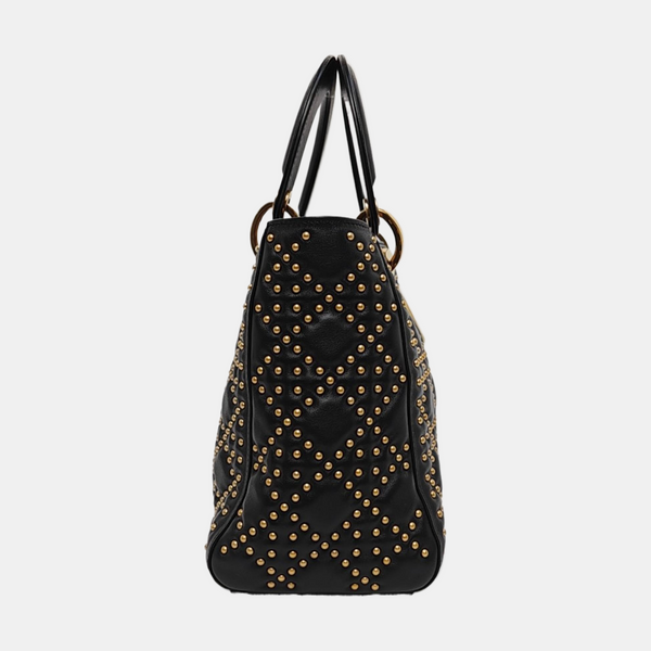 Authenticated pre-owned  Lady Dior Medium Cannage Calfskin Black - Tote Bag at Looply