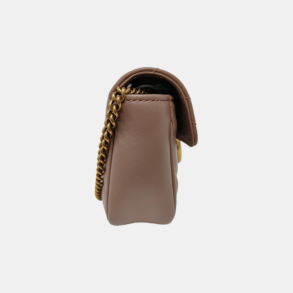 GG Marmont Mini Quilted Calfskin Beige