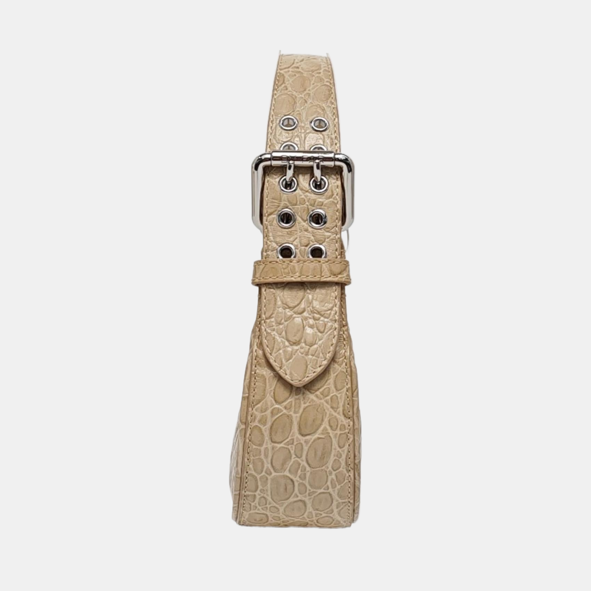 Leather Top Handle Bag Beige