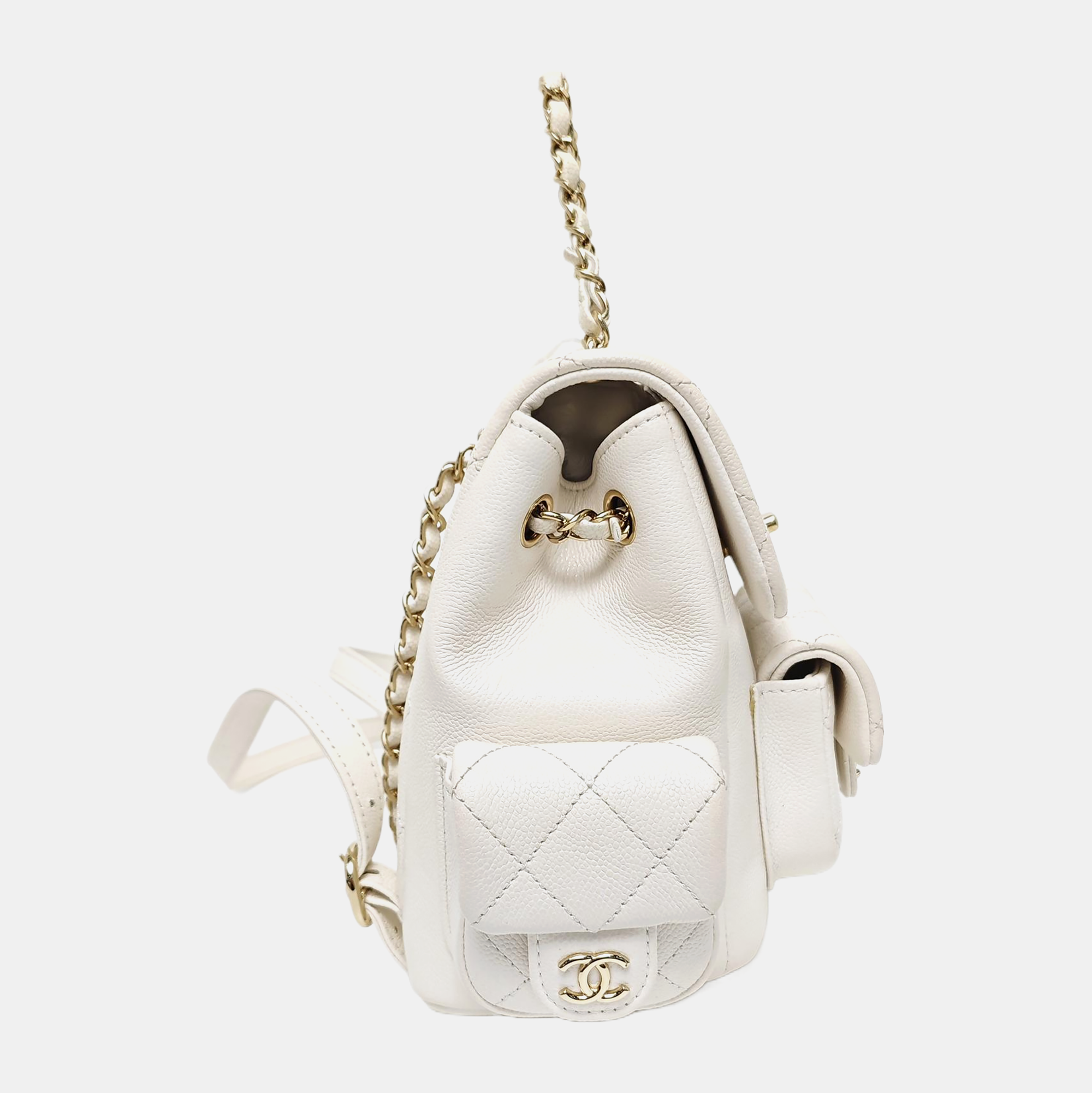 Quilted Grained Calfskin Small White