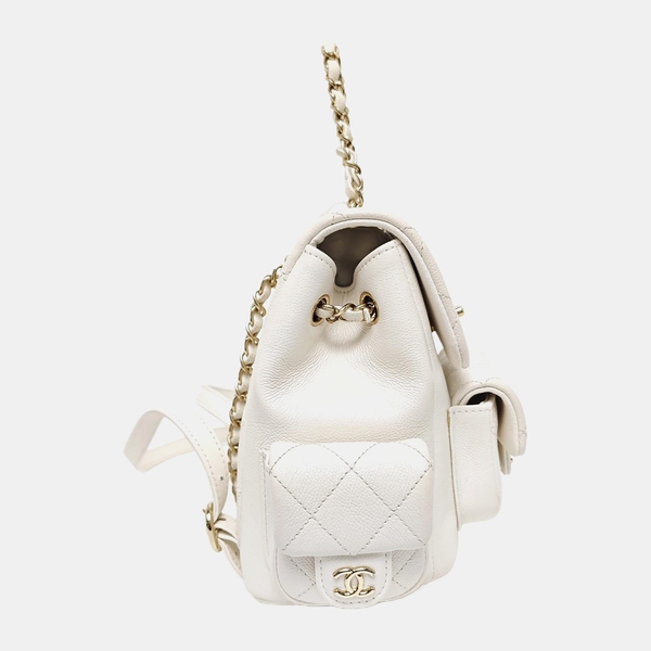 Quilted Grained Calfskin Small White