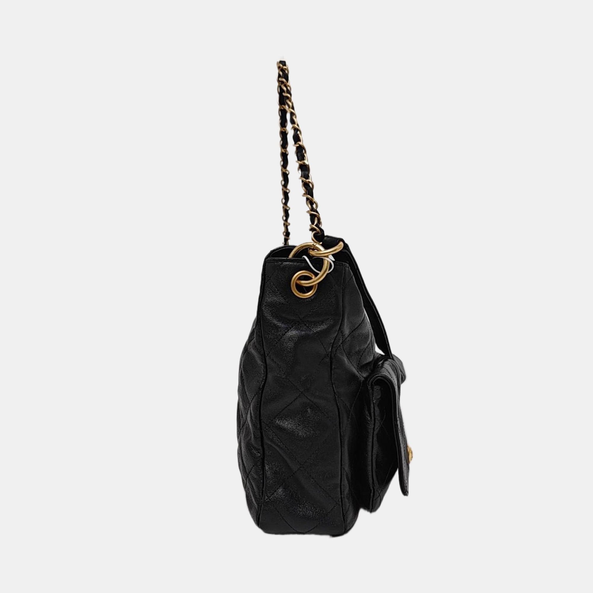 Suppletwins Large Quilted Calfskin Black