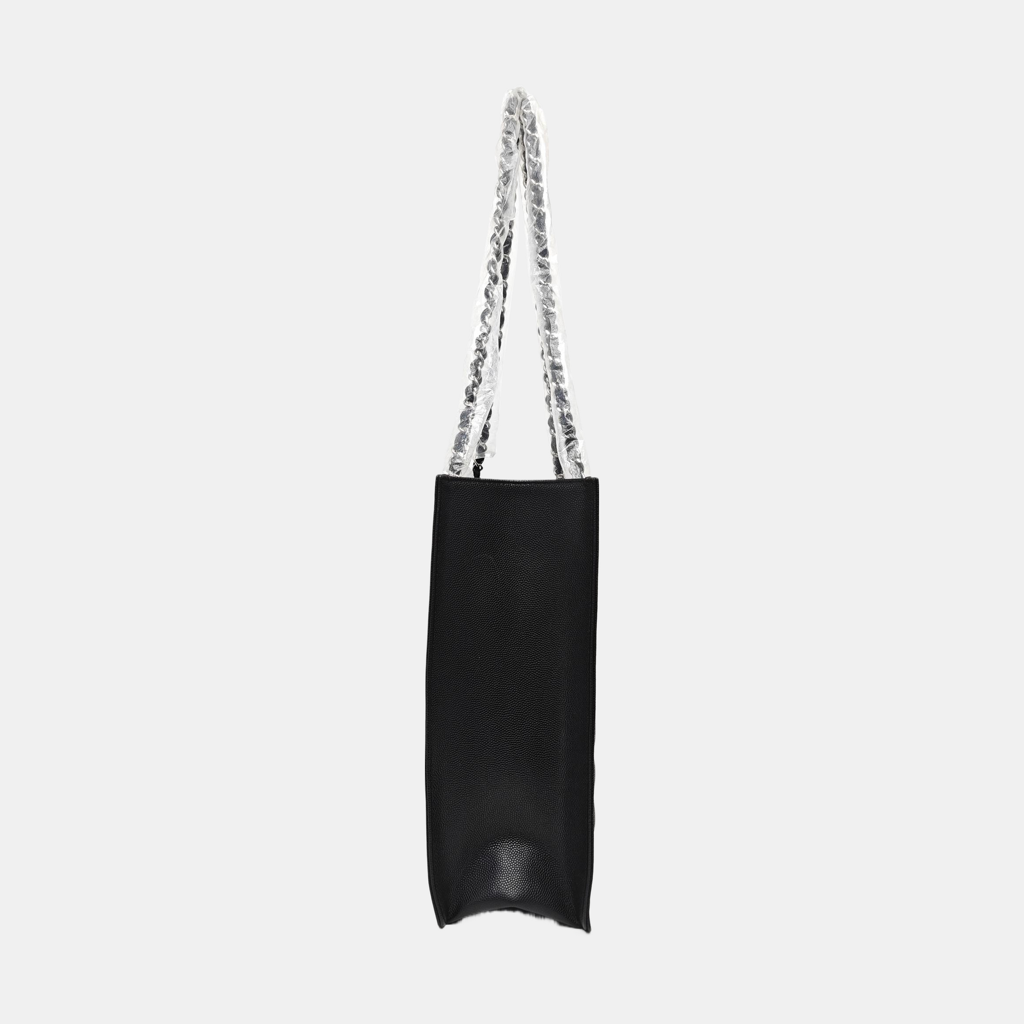 Quilted Grained Calfskin Shoulder Bag Black