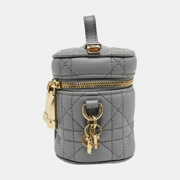 Authenticated pre-owned  Lady Dior Super Mini Quilted Lambskin Grey - Shoulder Bag at Looply