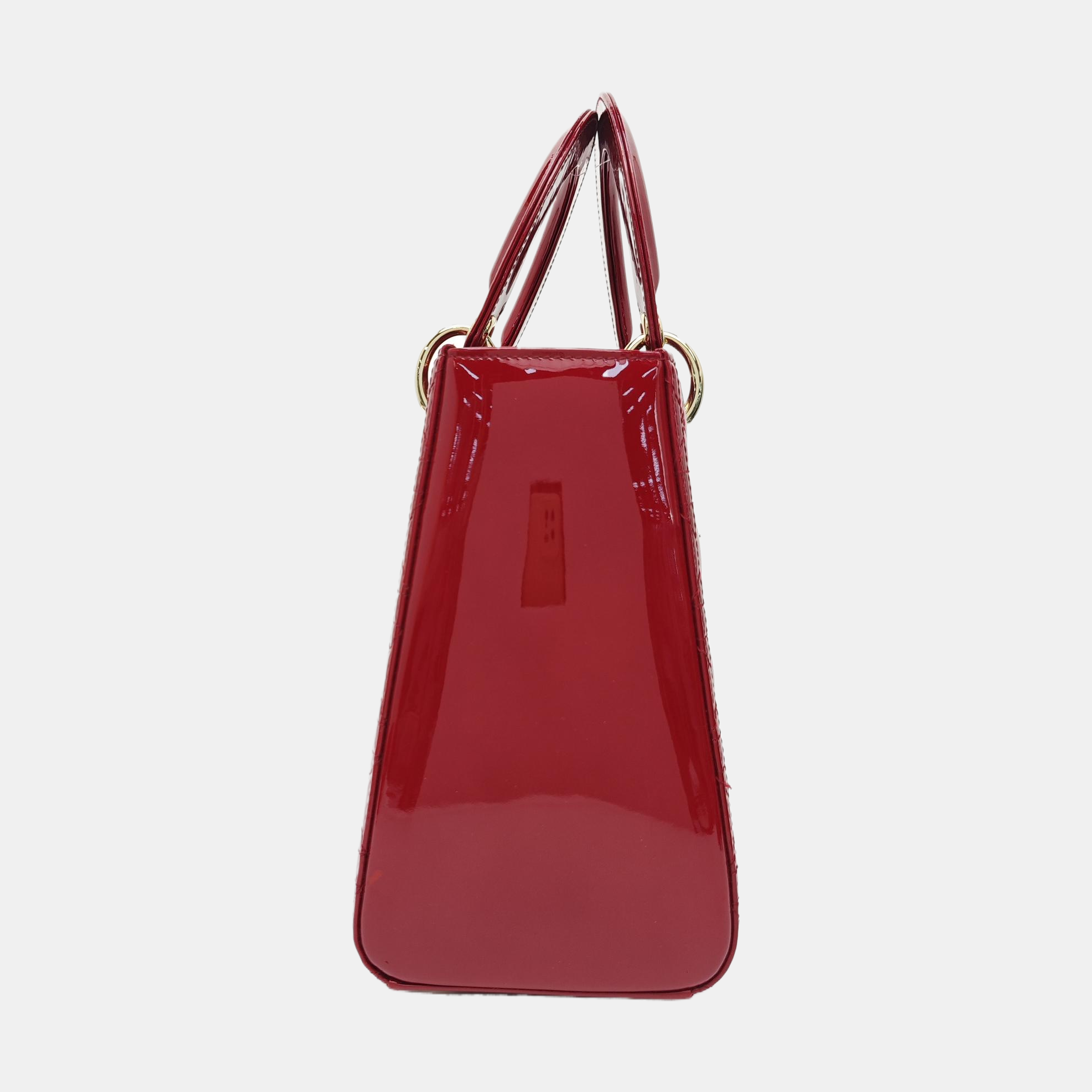 Lady Dior Medium Cannage Patent Leather Red