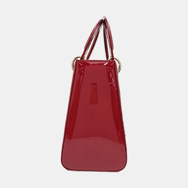 Lady Dior Medium Cannage Patent Leather Red