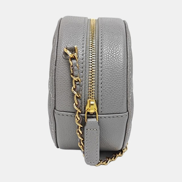 ROUND Quilted Grained Calfskin Gray