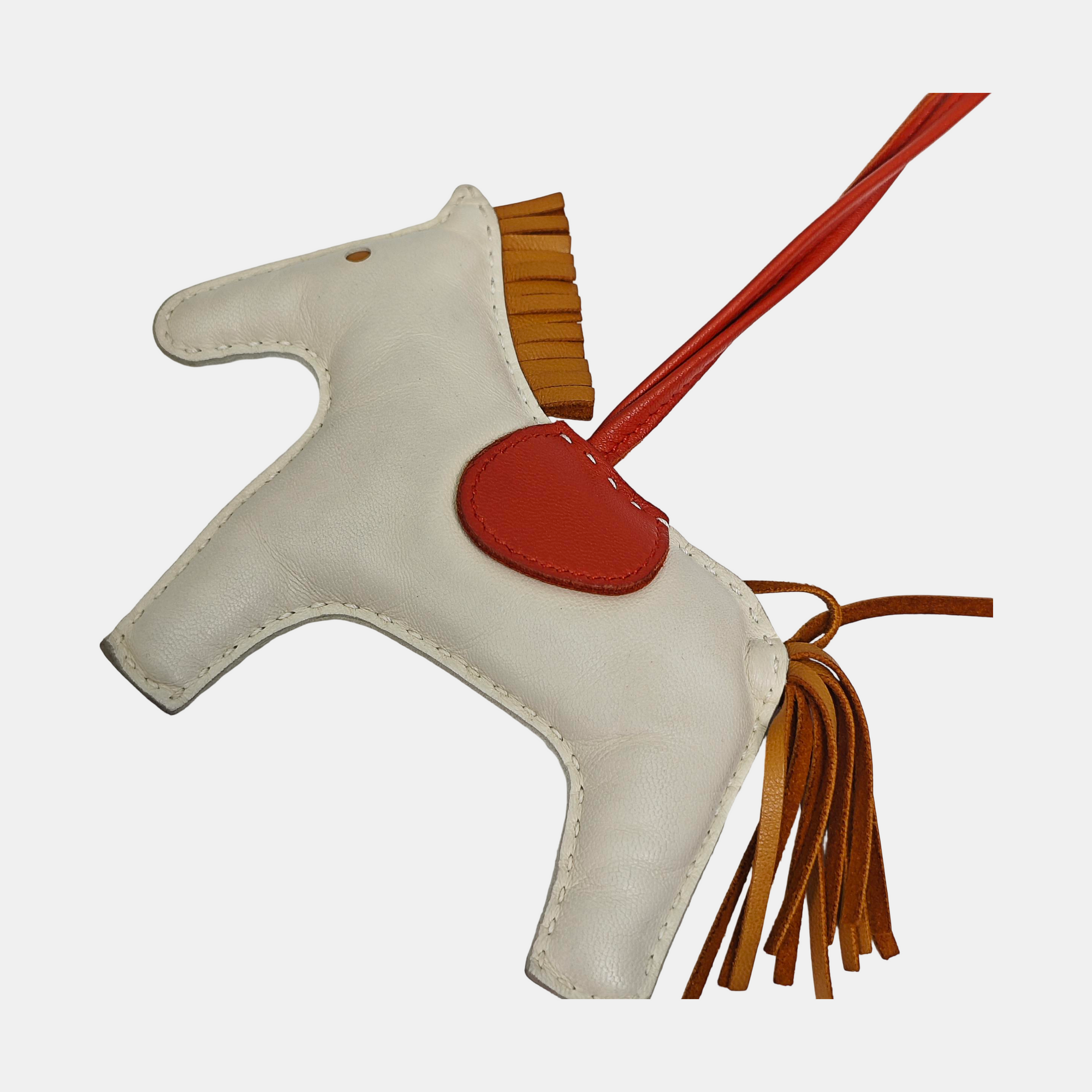 Leather Bag Charm White