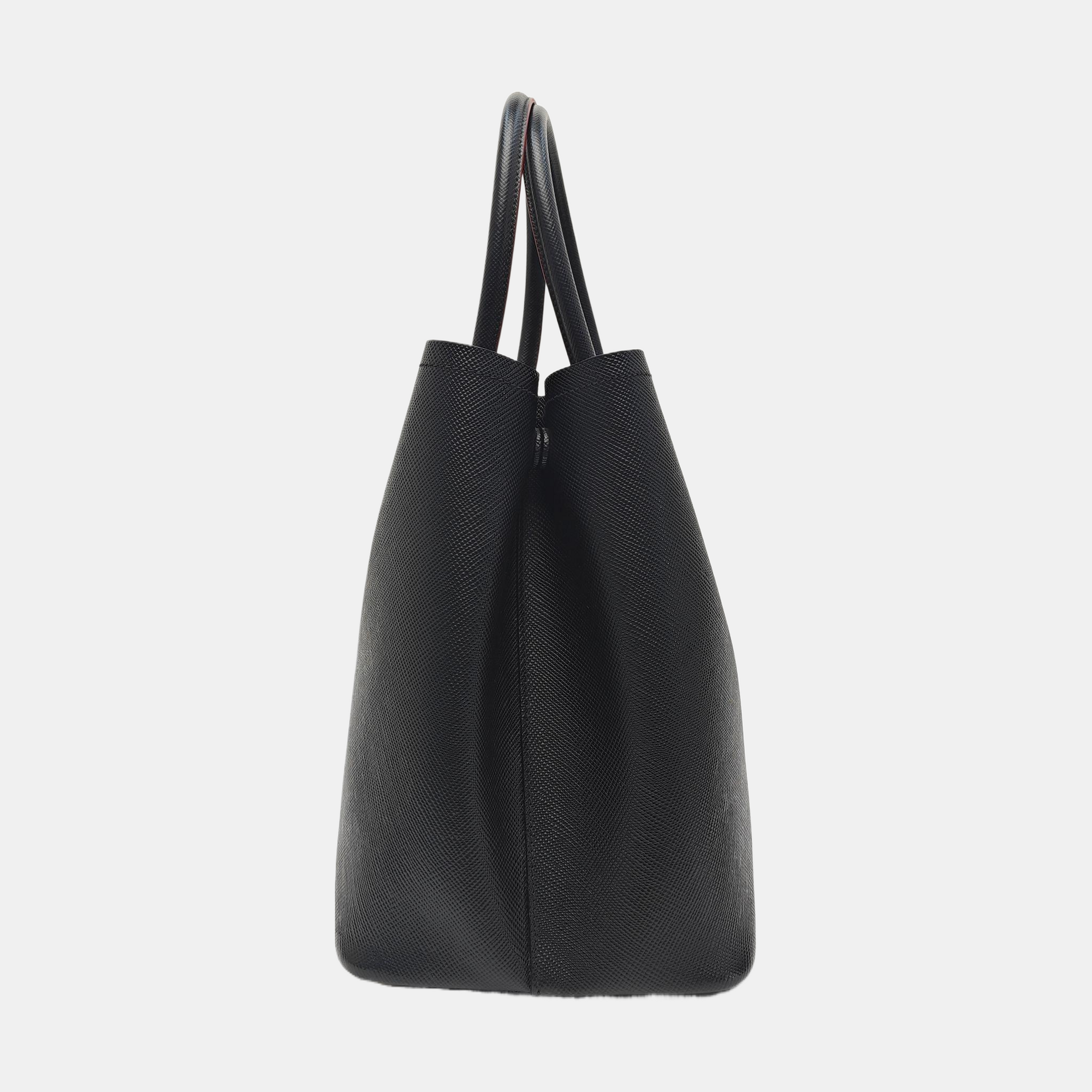 Double Medium Saffiano Calfskin Black
