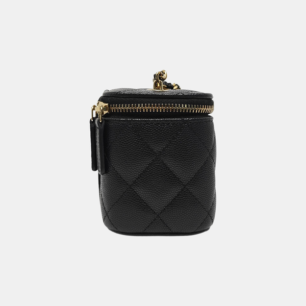 VANITY CASE Mini Quilted Grained Calfskin Black