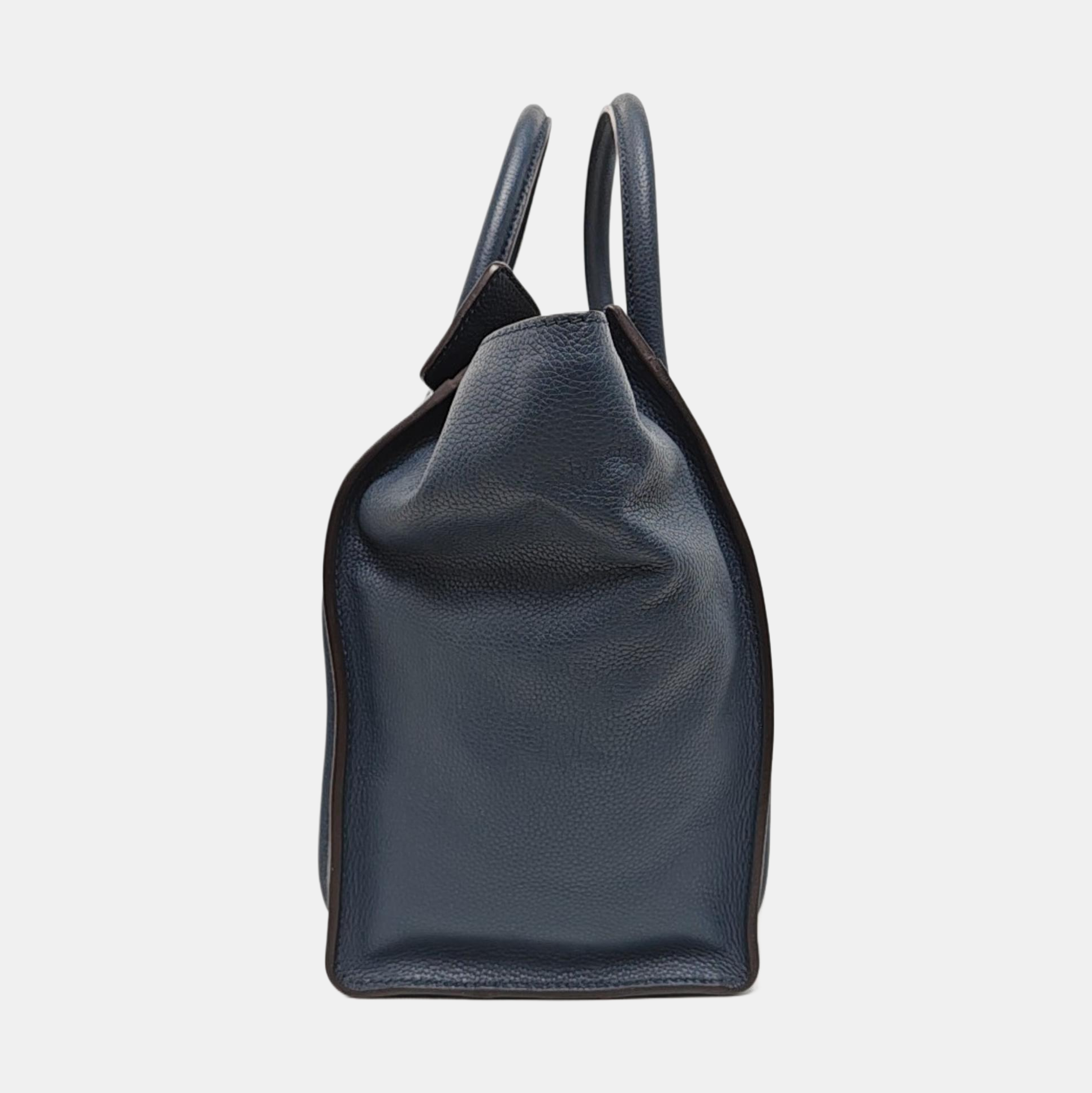 Authenticated pre-owned  LUGGAGE Mini Calfskin Blue - Tote Bag at Looply
