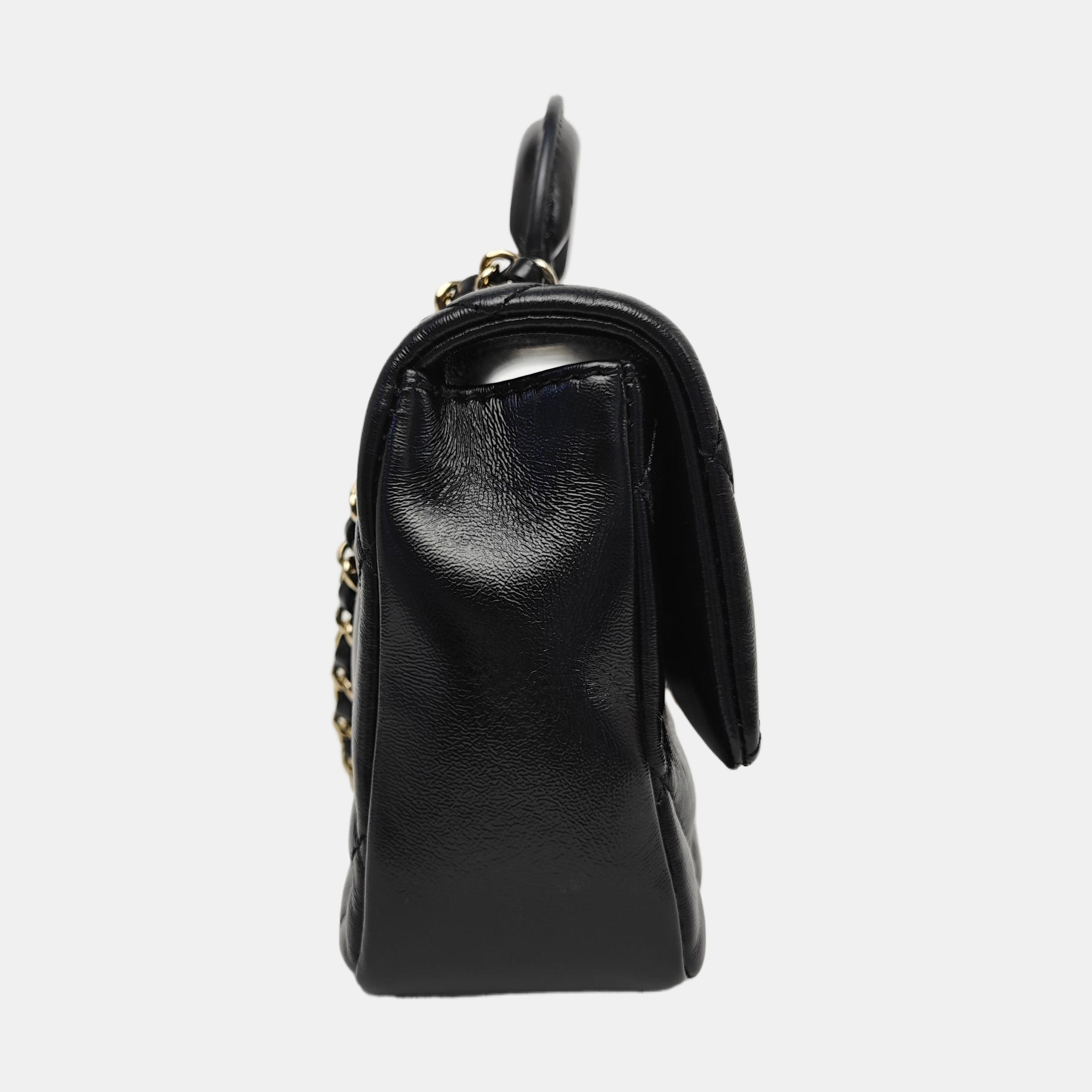 Quilted Lambskin Shoulder Bag Black