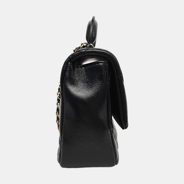 Quilted Lambskin Shoulder Bag Black