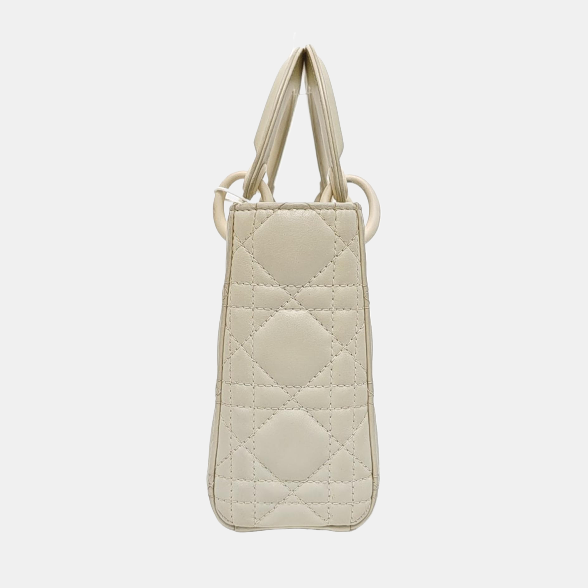 Authenticated pre-owned  Lady Dior Mini Cannage Calfskin White - Tote Bag at Looply