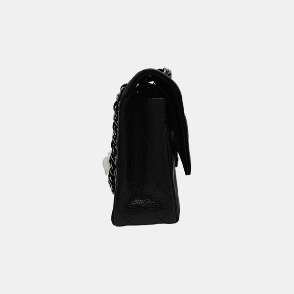CLASSIC FLAP Medium Quilted Grained Calfskin Black