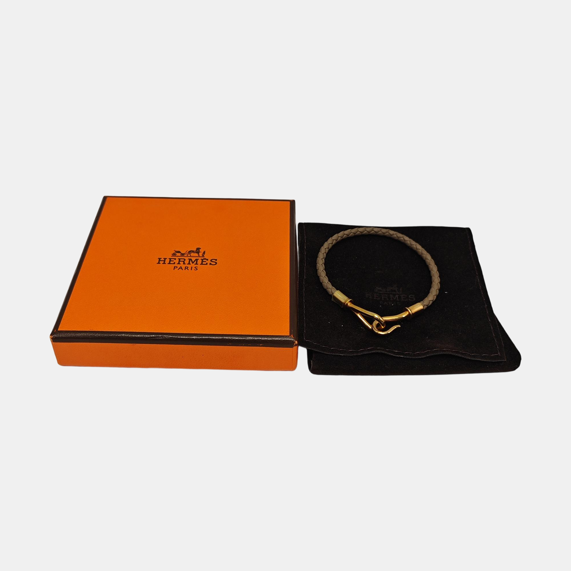 Jumbo Hook Leather Gray Bangle