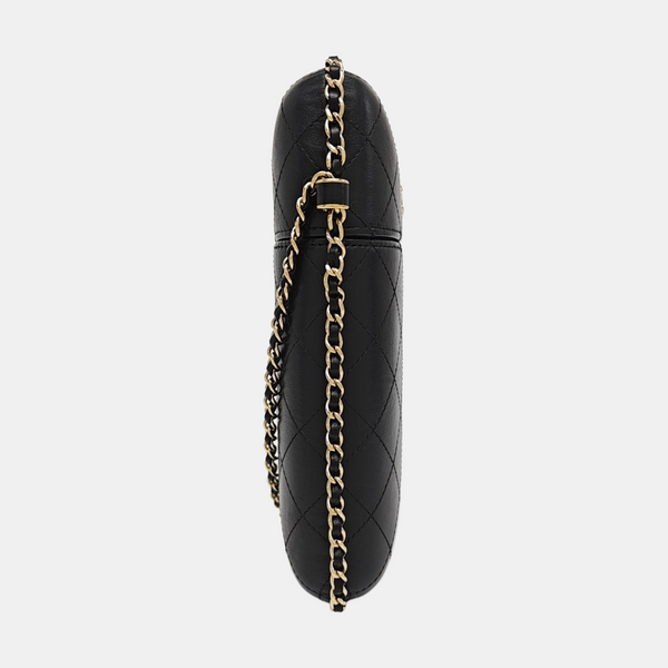 Quilted Lambskin Shoulder Bag Black