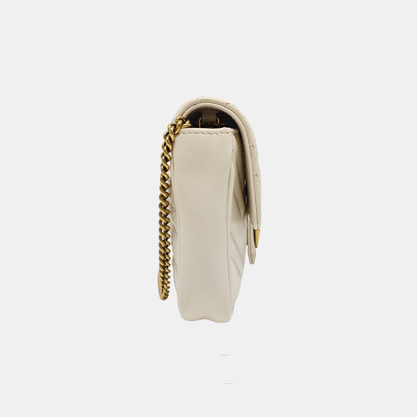 GG Marmont Small Quilted Calfskin White