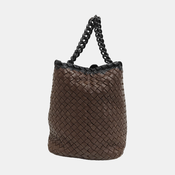 Lambskin Top Handle Bag Brown