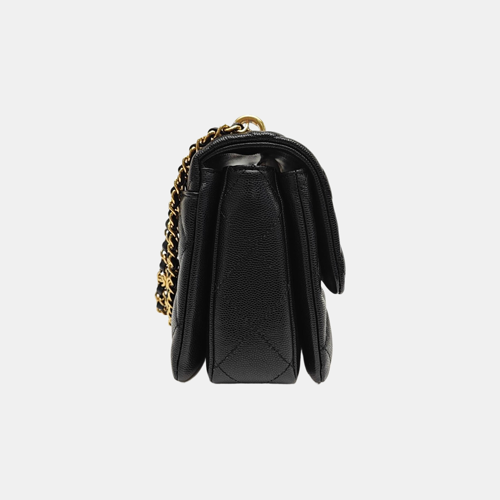 Quilted Grained Calfskin Crossbody Bag Black